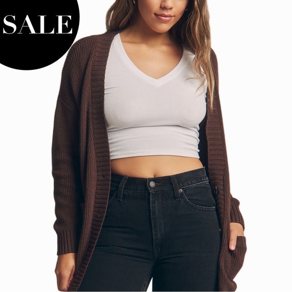 Tilly's Sweaters - RSQ Tillys Oversized Brown Grandpa Cardigan Ribbed Button V Neck Slouchy Womens